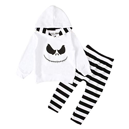 Disfraz Halloween Nino Bebe 1 4 Anos Ghost Smile Sudaderas Con Capucha Y Manga Larga Pantalones A Rayas