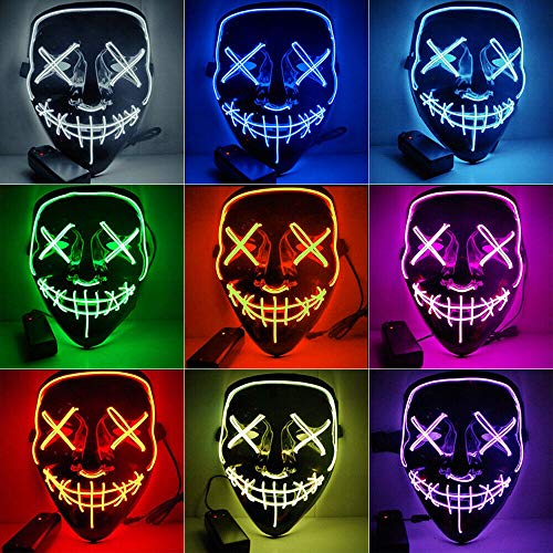 luego Transparente Preludio ATIN Máscara de luz LED, máscara de cráneo brillante para hombre,  accesorios de disfraz de Halloween, máscara de muerte de miedo -
