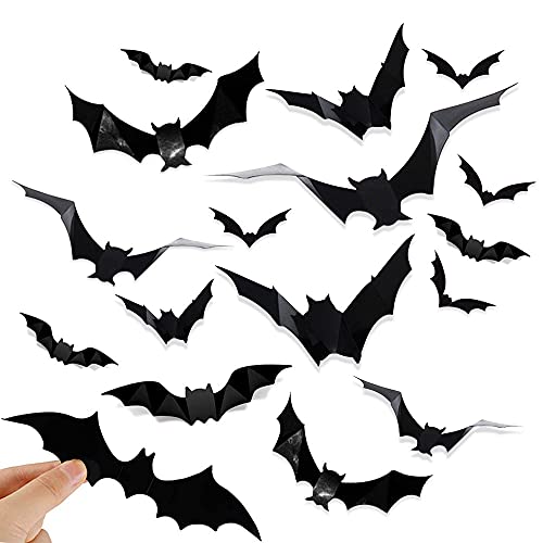 Paquete de 96 pegatinas de Halloween de PVC 3D murciélagos de miedo  pegatinas de murciélagos de pared para decoración de habitación decoración  de ventanas de Halloween 8 tamaños diferentes y diseño -