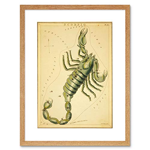 Wee Blue Coo - Póster Enmarcado de Mapa de escorpión escorpión y constelación